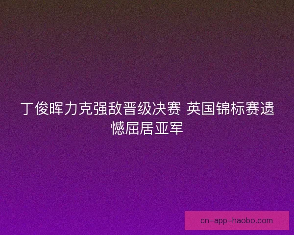 丁俊晖力克强敌晋级决赛 英国锦标赛遗憾屈居亚军