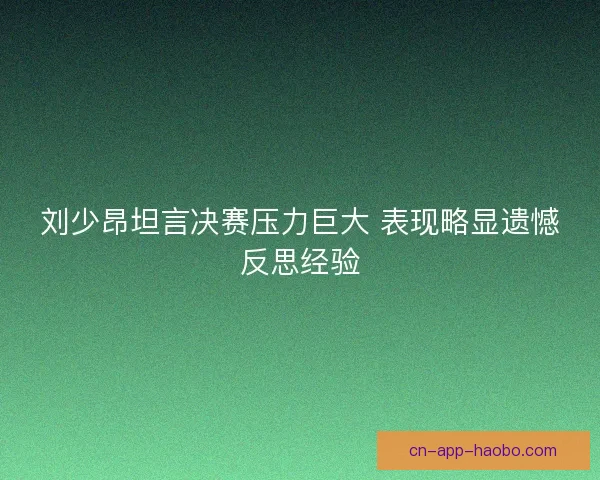 刘少昂坦言决赛压力巨大 表现略显遗憾反思经验